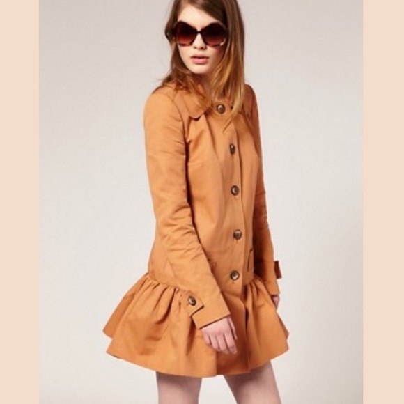 ASOS Jackets & Blazers - ASOS Drop Waist Skirted Peplum Trench Jacket Sz 8